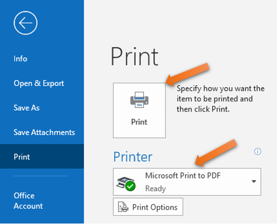 Step 3- Under the Printer, you have to click on dropdown menu & choose Microsoft Print to PDF. Click Print.